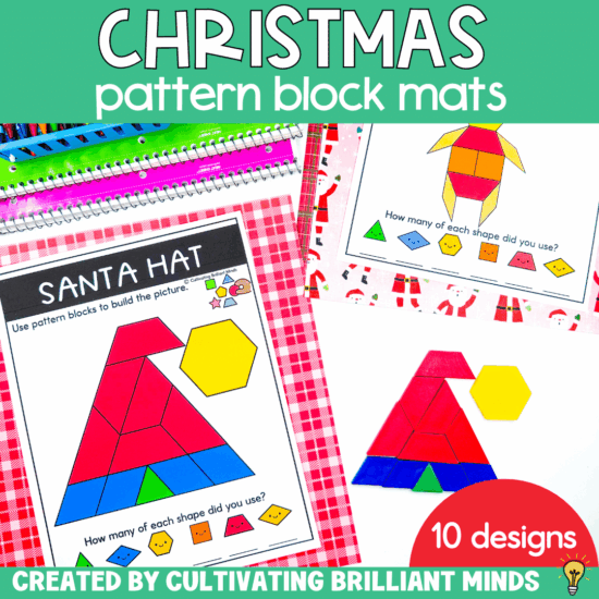 Christmas Pattern Block Mats Center Fine Motor Skills December Motor Skills K-2