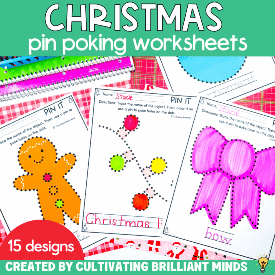 christmas designs with circles around the to build motor skills by using a pin to poke through the paper