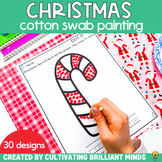 Christmas Q Tip Activities Center Fine Motor Skills December Motor Skills K-2