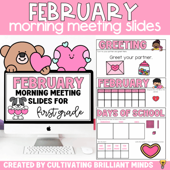 morning meeting slides for february for first grade