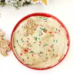 Gingerbread Dip - Cultivating Brilliant Minds gingerbread dip with gingerbread cookies and christmas sprinkles in a bowl