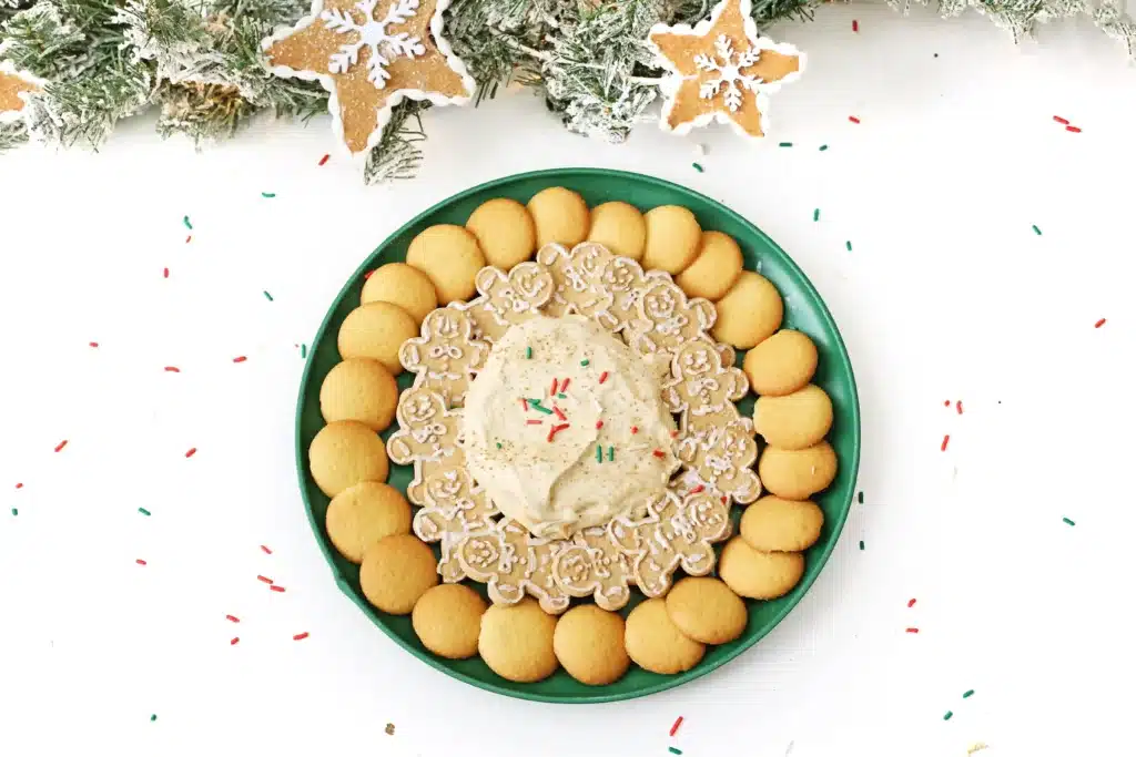 Gingerbread Dip - Cultivating Brilliant Minds gingerbread dip with gingerbread cookies and wafers surrounding it