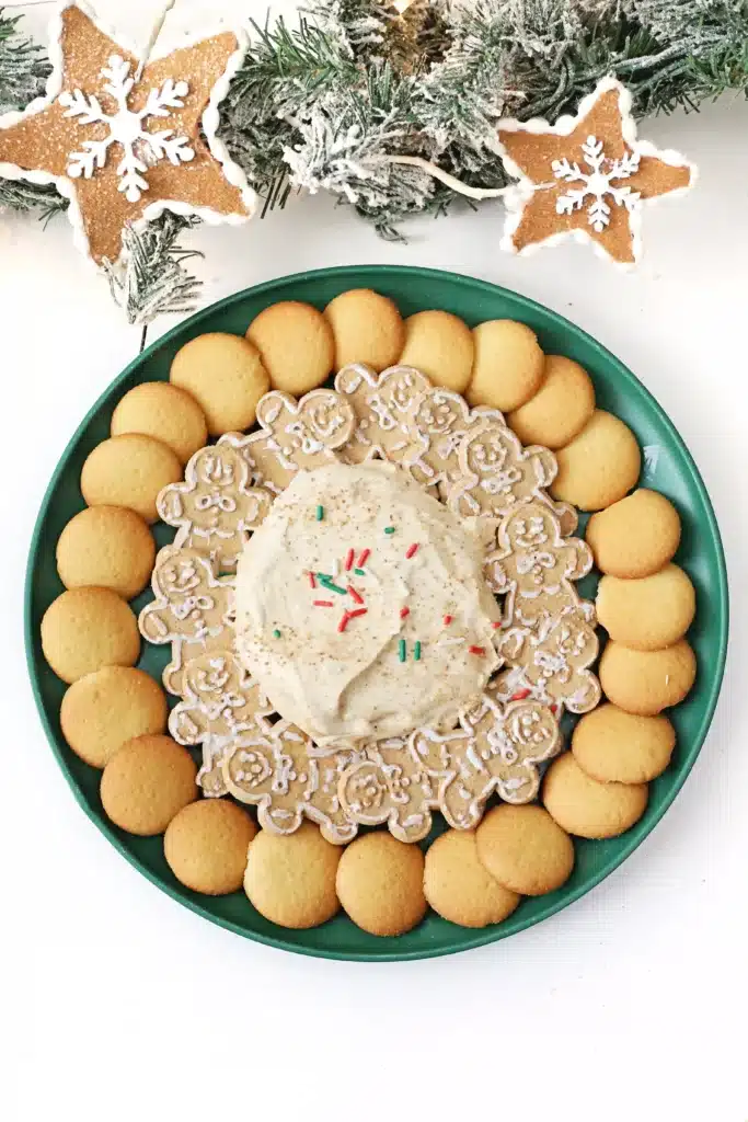 Gingerbread Dip - Cultivating Brilliant Minds gingerbread dip with gingerbread cookies and wafers surrounding it
