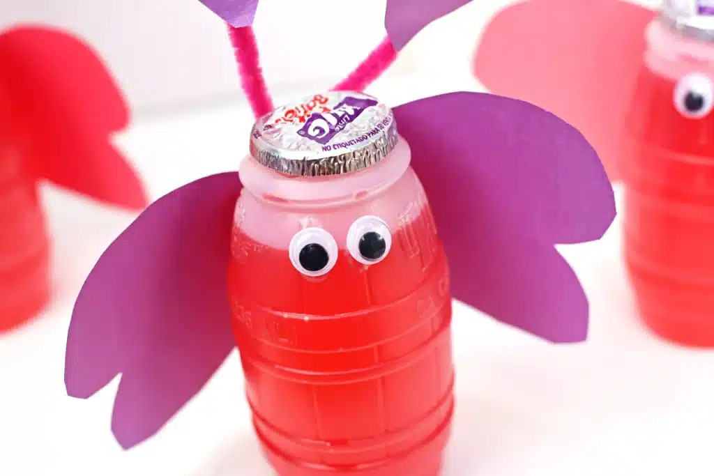 Love Bug Juices - Cultivating Brilliant Minds googly eyes glued to the hug drink