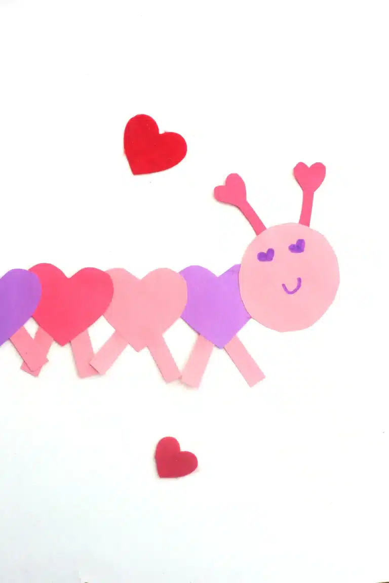 a caterpillar that has hearts for the body made out of construction paper