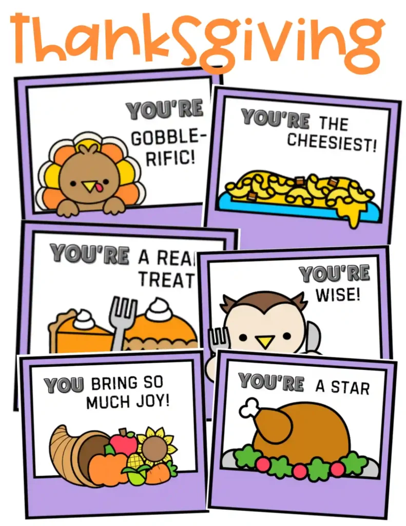 Holiday Lunchbox Notes - Cultivating Brilliant Minds thanksgiving Lunchbox Notes for kids