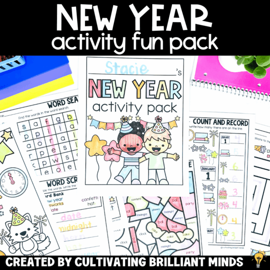 New Year's Activity Pack | New Year Worksheets | New Year Activities Word Search