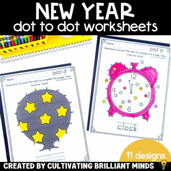 new year themed dot to dot worksheets