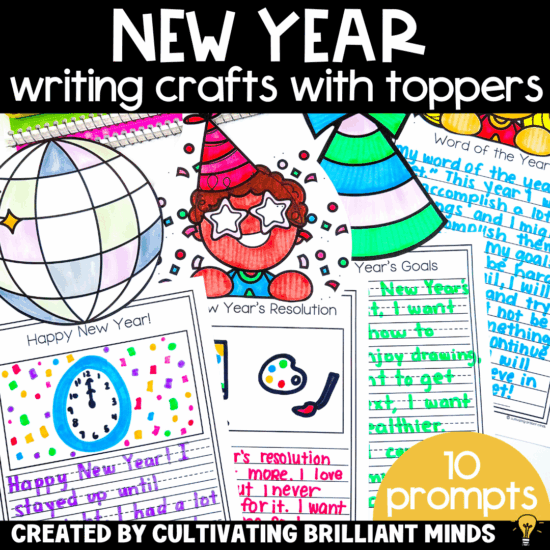 writing pages with a decorative topper for new year