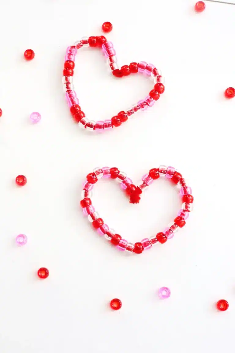 Pipe Cleaner Heart Lacing Fine Motor Activity : beads laced onto pipe cleaners bent to look like hearts