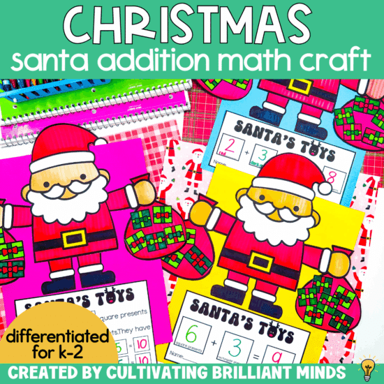 Christmas Santa Addition Math Craft | Christmas Activities & Craft | K, 1st, 2nd