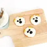 Savory Polar Bear Snacks - Cultivating Brilliant Minds crackers with cream cheese and olives to look like a polar bear