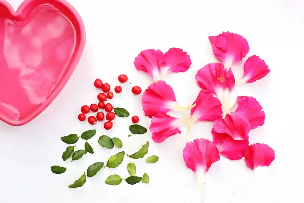 Ice Heart Suncatchers - Cultivating Brilliant Minds petals, leaves, and berries