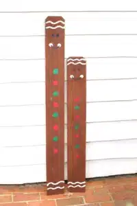 Wooden Gingerbread Keepsake Craft: a wooden board cut to the height of a child and painted to look like a gingerbread man