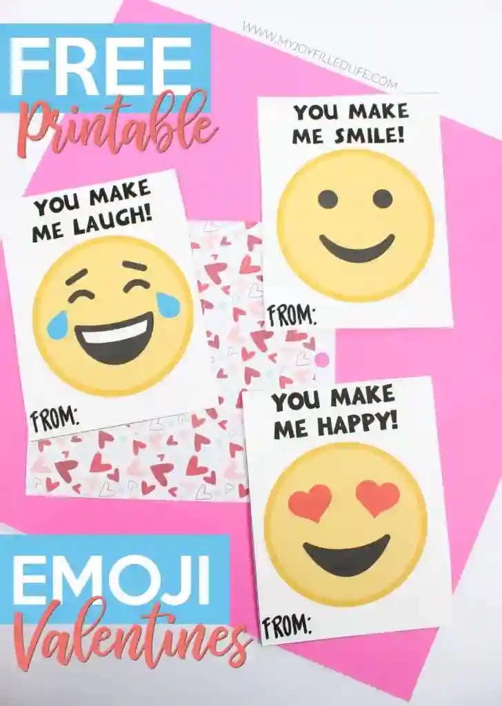 Printable Valentines For Classroom Exchanges - Cultivating Brilliant Minds printable emoji valentines for valentine's day