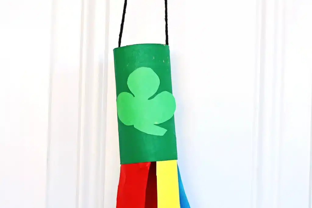 St. Patrick's Day Rainbow Toilet Paper Roll Streamer - Cultivating Brilliant Minds St. Patrick's Day Rainbow Toilet Paper Roll Streamer - a toilet paper roll painted green attached to different colored streamers