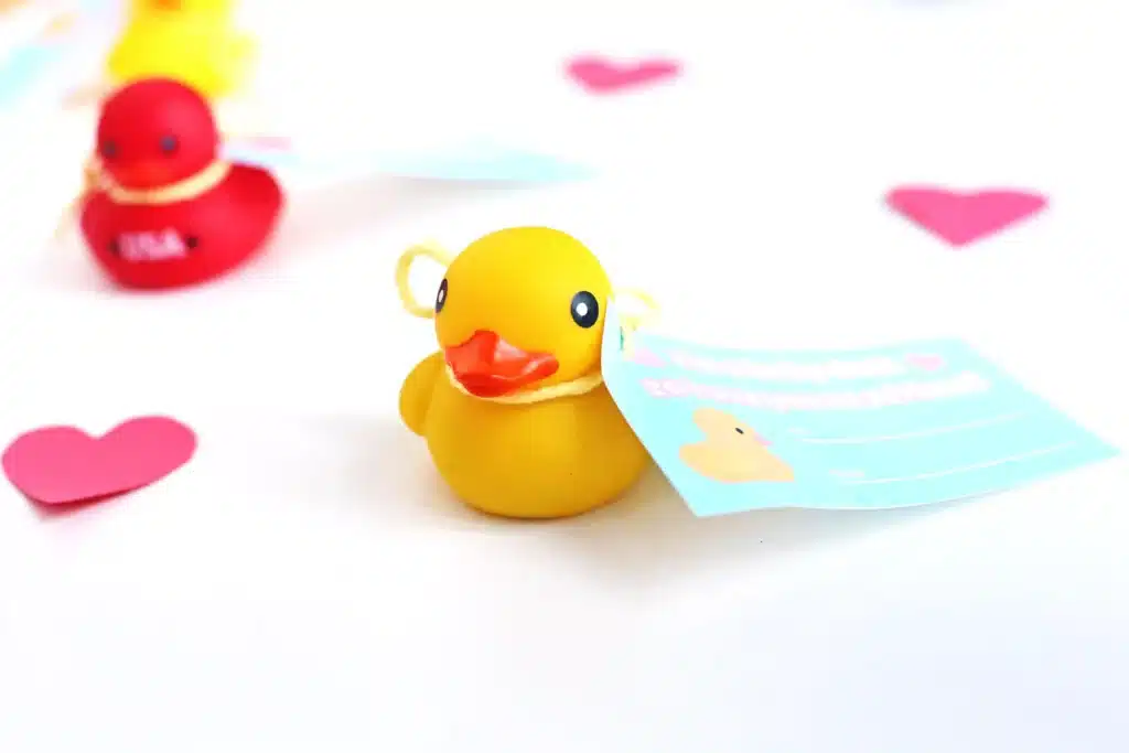 Printable Valentine Card Lucky Duck - Cultivating Brilliant Minds printable valentines that read "I'm a lucky duck" with a toy duck