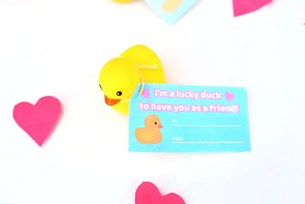 Printable Valentine Card Lucky Duck - Cultivating Brilliant Minds printable valentines that read "I'm a lucky duck" with a toy duck