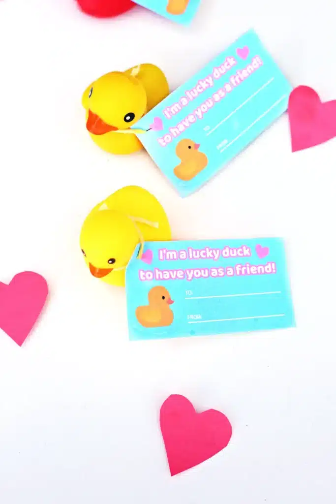 Printable Valentine Card Lucky Duck - Cultivating Brilliant Minds printable valentines that read "I'm a lucky duck" with a toy duck