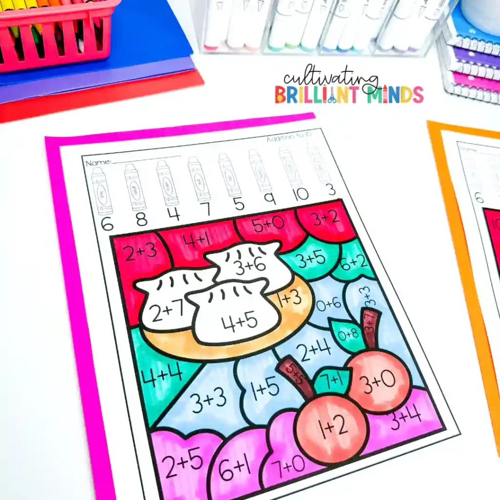 Lunar New Year Activities - Cultivating Brilliant Minds a math color by code of lunar new year dumplings