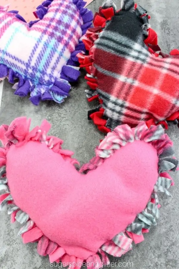 Valentine Gifts Kids Can Make - Cultivating Brilliant Minds No-Sew Heart Pillow Craft