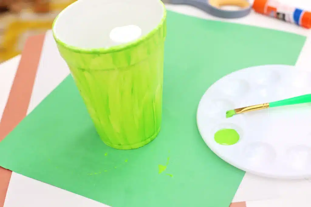 Groundhog Day Craft For Kids - Cultivating Brilliant Minds a foam cup painted green