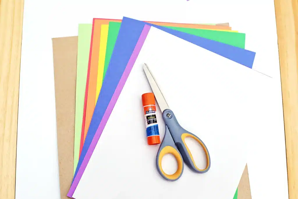 DIY Paper Leprechaun Trap STEM Craft - Cultivating Brilliant Minds colored construction paper, glue, and scissors