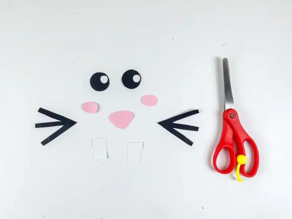 Bunny Valentines Box - Cultivating Brilliant Minds bunny eyes, nose, and whiskers cut out of construction paper