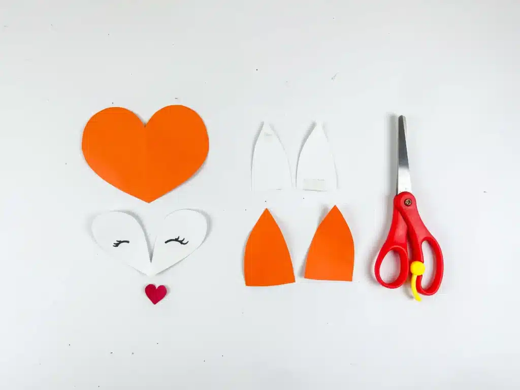 Fox Valentine Box - Cultivating Brilliant Minds fox face pieces cut out of construction paper