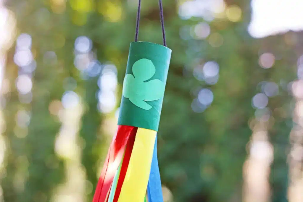 St. Patrick's Day Rainbow Toilet Paper Roll Streamer - Cultivating Brilliant Minds St. Patrick's Day Rainbow Toilet Paper Roll Streamer - a toilet paper roll painted green attached to different colored streamers