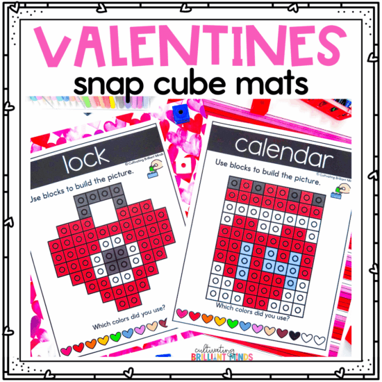 Valentine's Day Snap Cube Mats Center Fine Motor Skills February Activity K/1