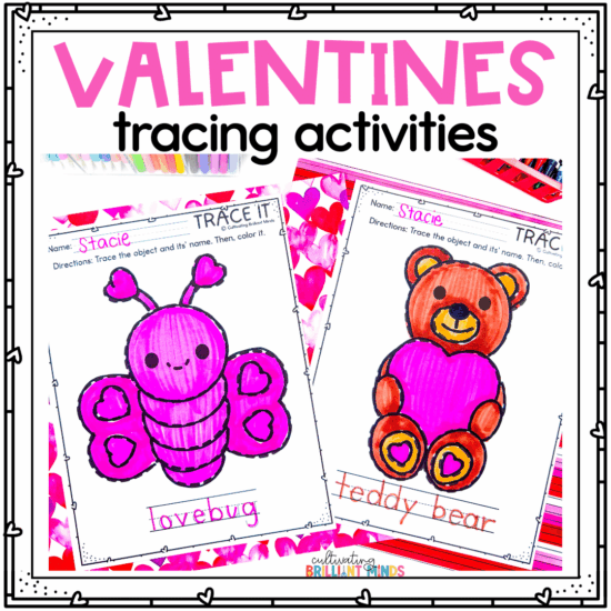 Valentine's Day Tracing Lines Activities February Center Fine Motor Skills K/1