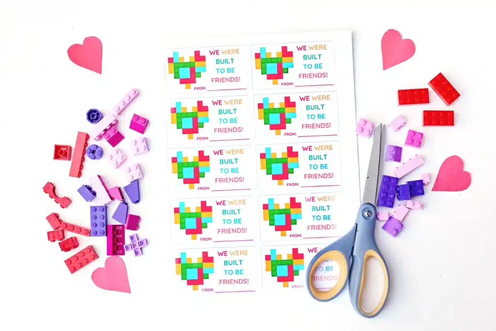 Printable Lego Valentine Cards - Cultivating Brilliant Minds printable valentines that read "we were build to be friends"