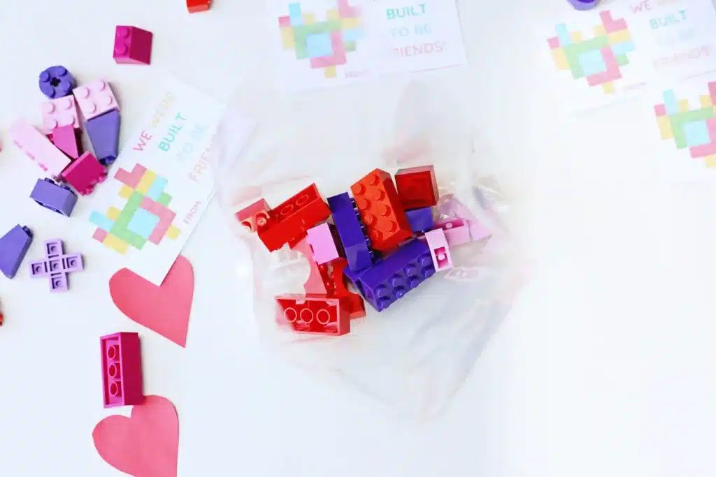 Printable Lego Valentine Cards - Cultivating Brilliant Minds legos in a bag