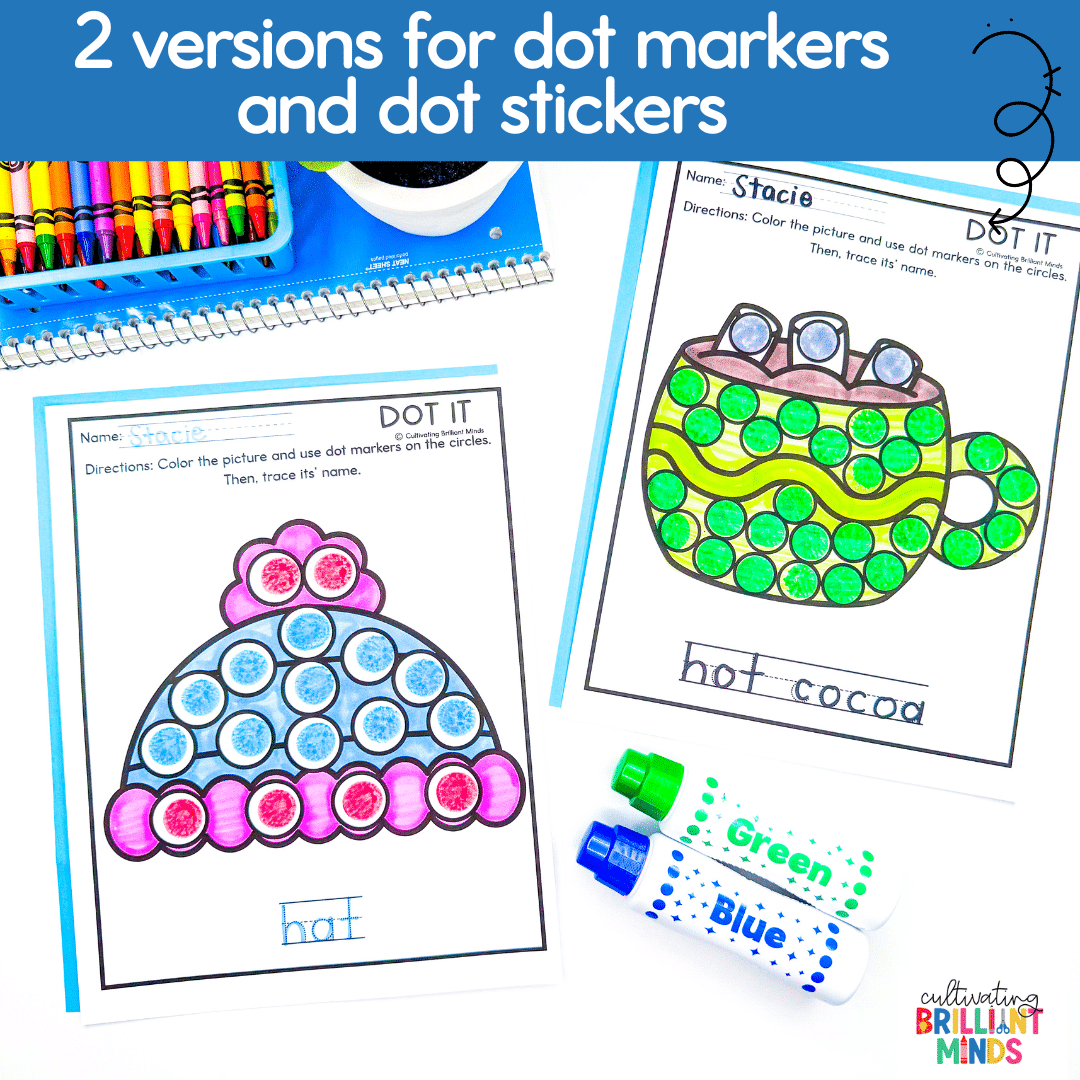 Winter Dot Markers - Cultivating Brilliant Minds winter designs with circles to use dot markers in