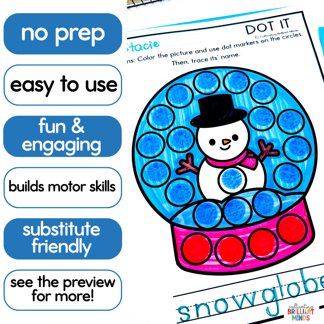 Winter Dot Markers - Cultivating Brilliant Minds winter designs with circles to use dot markers in