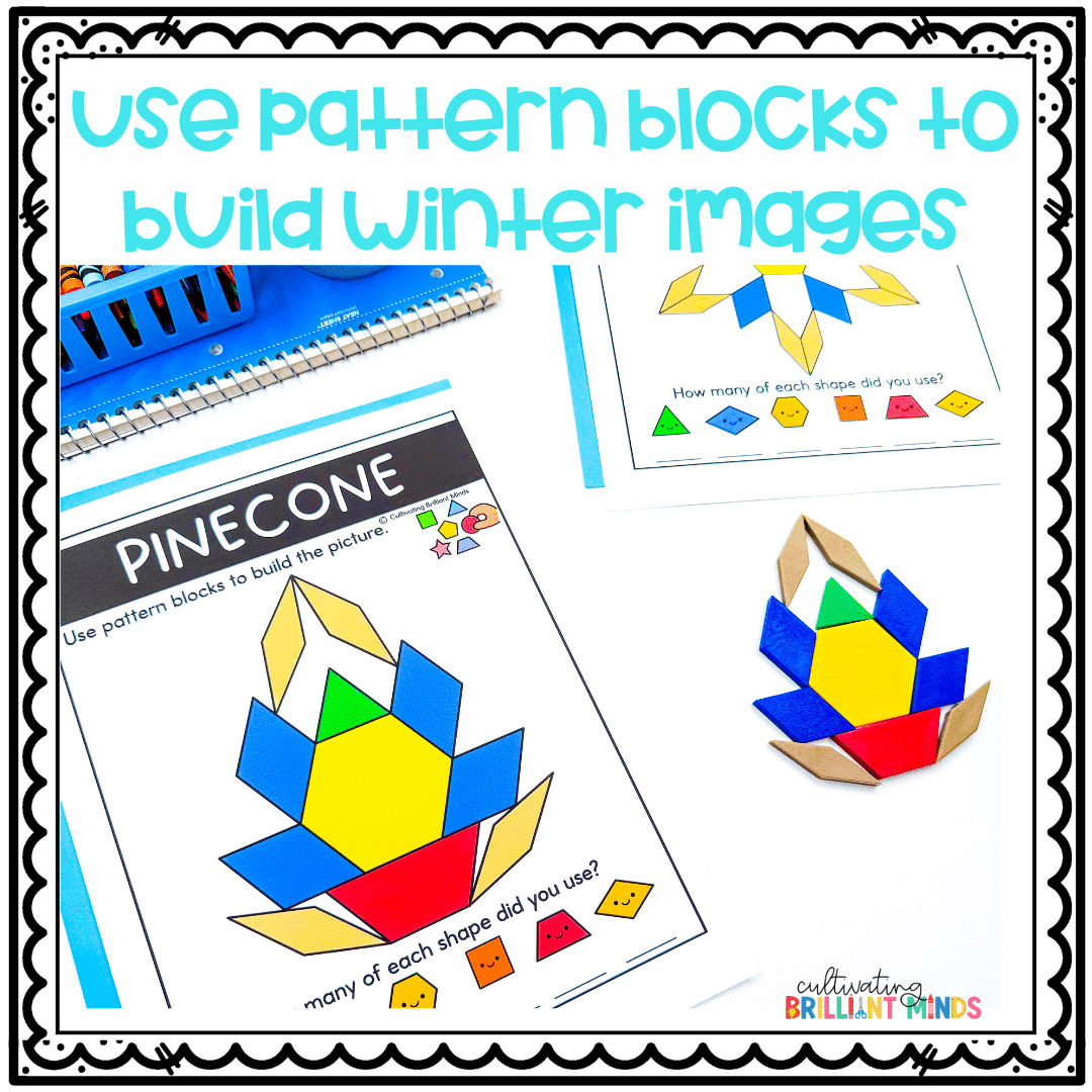 Winter Pattern Block Mats - Cultivating Brilliant Minds winter patten block mats - pattern blocks in a pinecone design