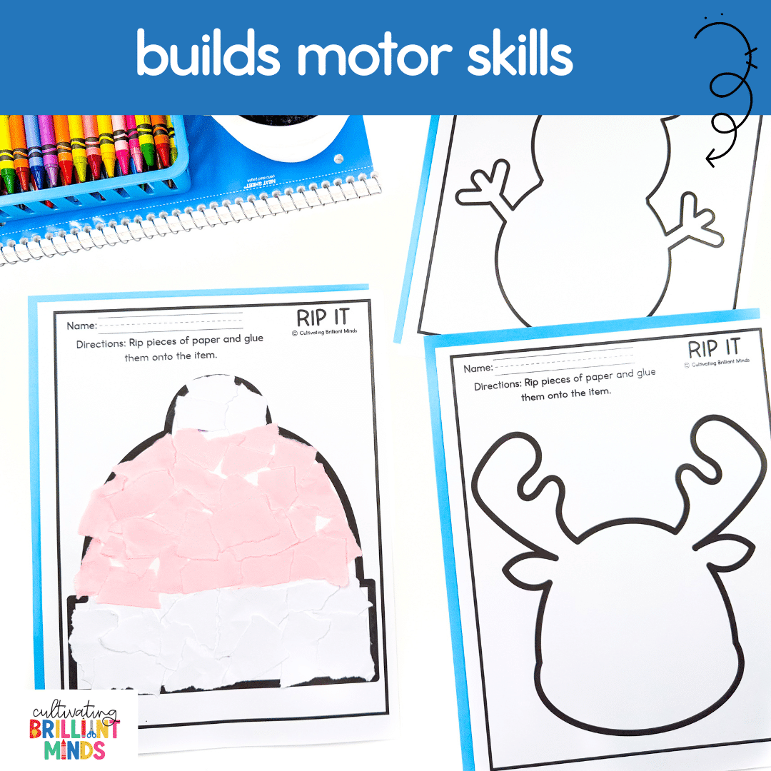 Winter Torn Paper - Cultivating Brilliant Minds winter designs that use torn paper to create