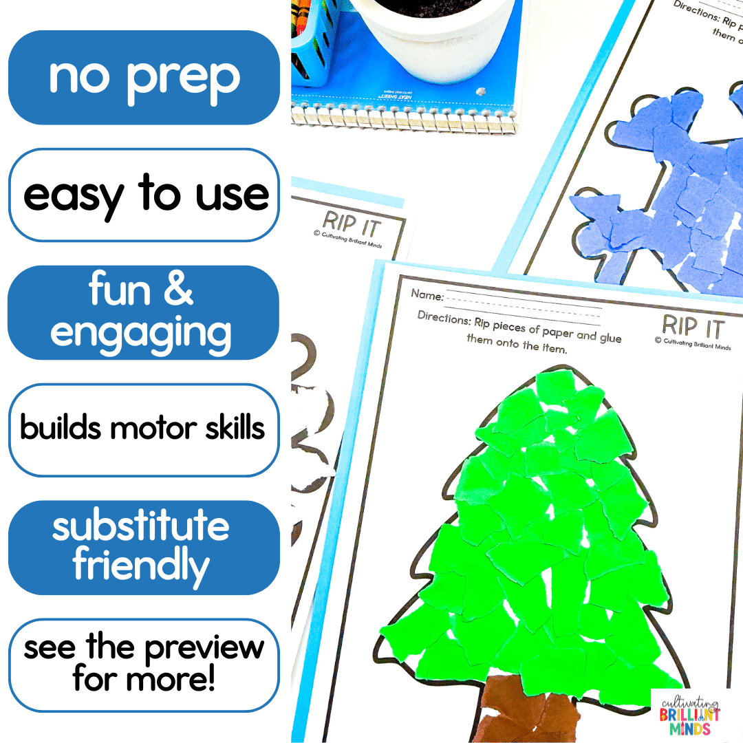 Winter Torn Paper - Cultivating Brilliant Minds winter designs that use torn paper to create