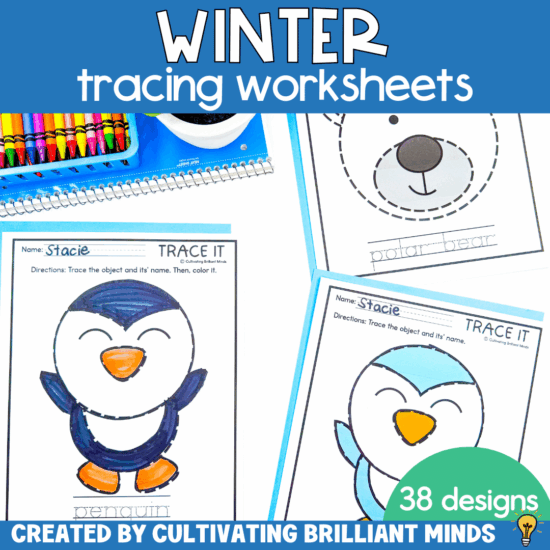 winter-themed tracing worksheets