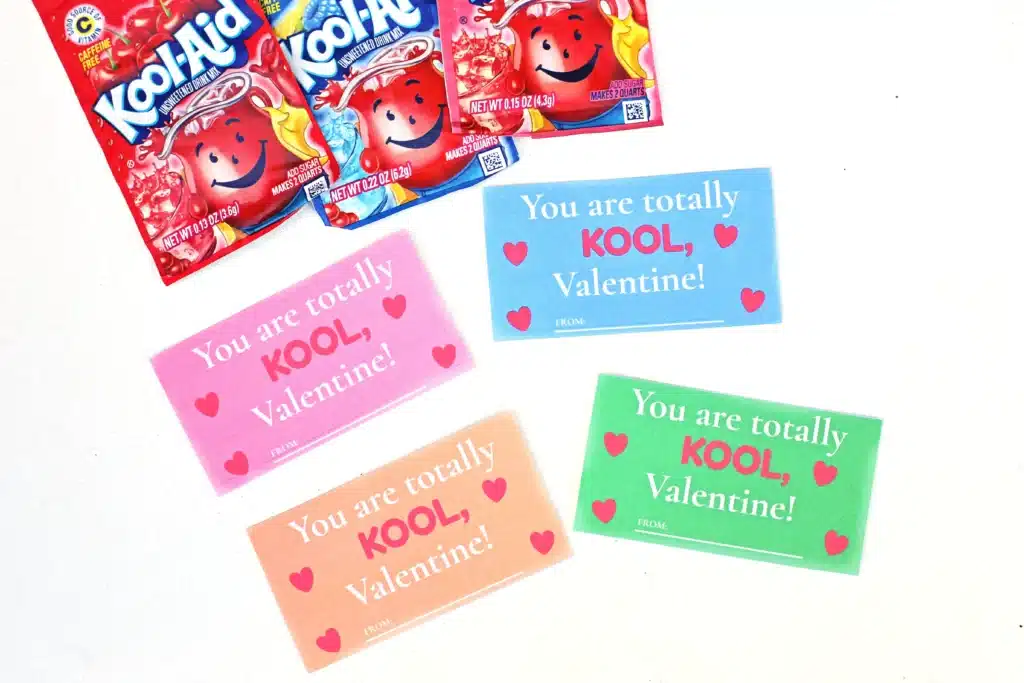 Printable Valentines: You are totally kool Valentine - Cultivating Brilliant Minds printable valentines that read "Valentine, you are totally kool" next to packets of kool aid