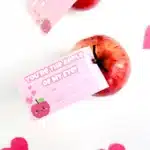 Printable Valentines: You're the Apple of My Eye - Cultivating Brilliant Minds printable valentine with an apple on it that says "you're the apple of my eye" attached to an apple
