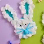 Cotton Ball Bunny Craft - Cultivating Brilliant Minds a cotton ball bunny craft that has cotton balls glued on a bunny cut out of construction paper
