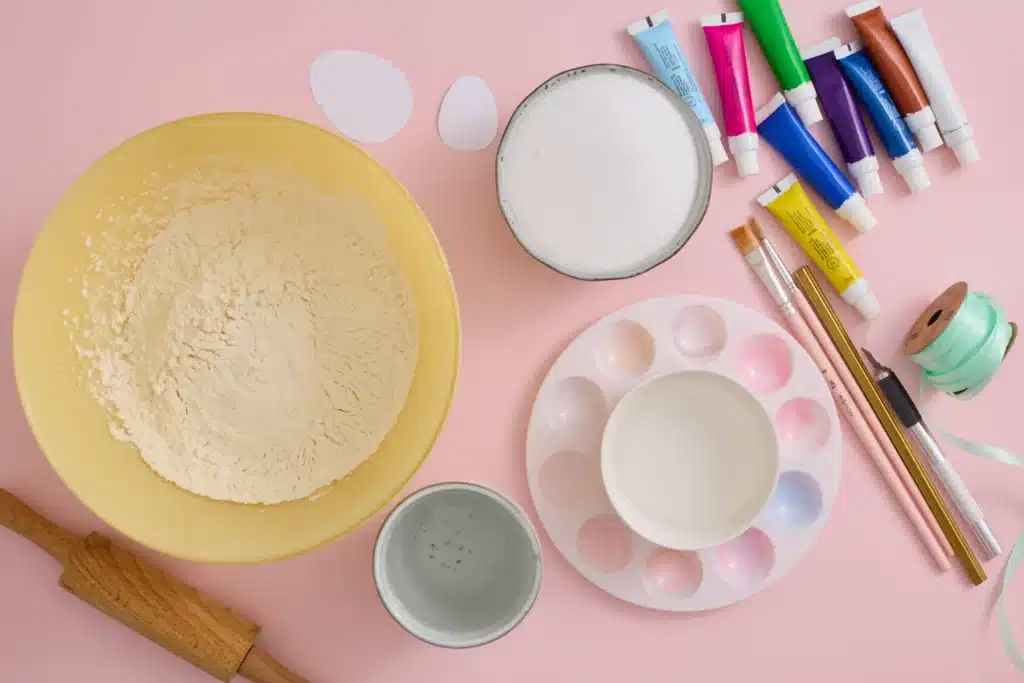 Easter Egg Salt Dough Ornaments - Cultivating Brilliant Minds supplies to make easter egg salt dough ornaments