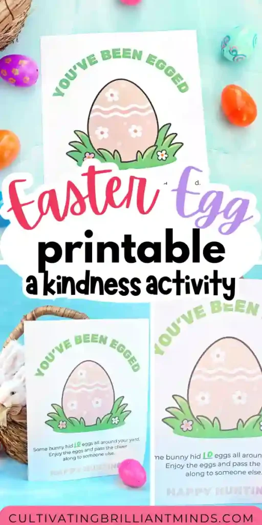 You've Been Egged Printable for Easter - Cultivating Brilliant Minds a printable that reads “You’ve Been Egged! Some bunny hid ___ eggs all around your yard. Enjoy the eggs and pass the cheer along to someone else.”
