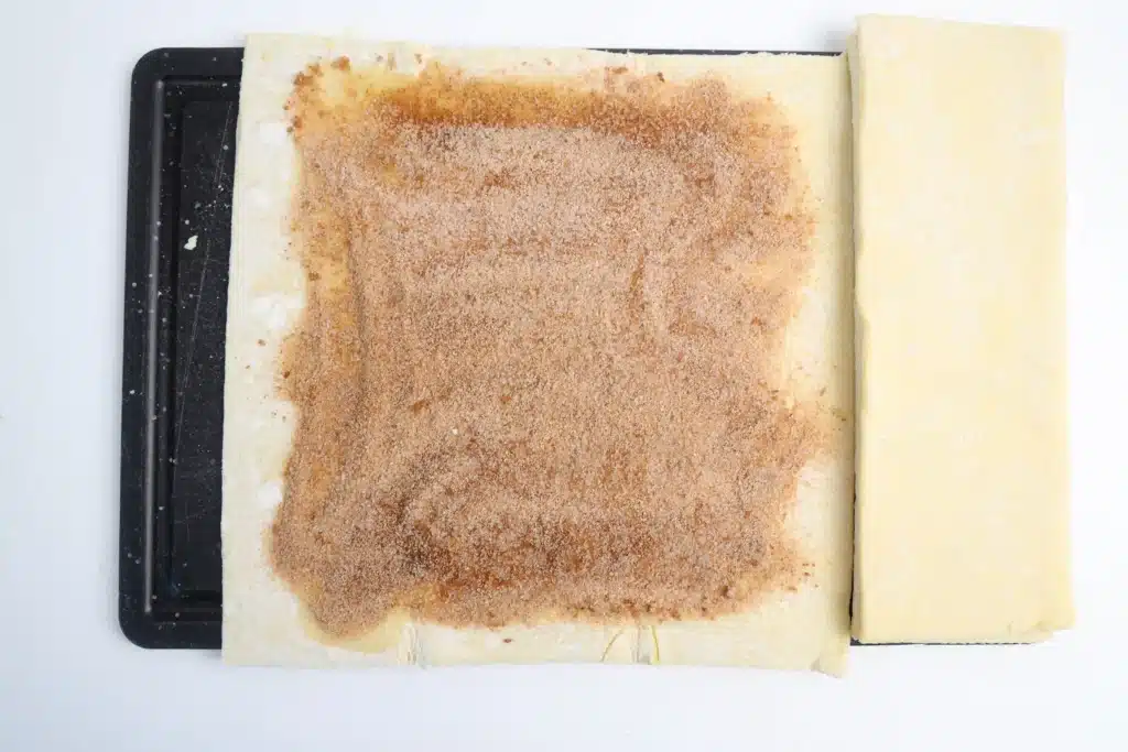 Cinnamon Sugar Bunny Twists - Cultivating Brilliant Minds puff pastry with melted butter and cinnamon and sugar on top