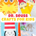a collage of dr. seuss crafts for kids