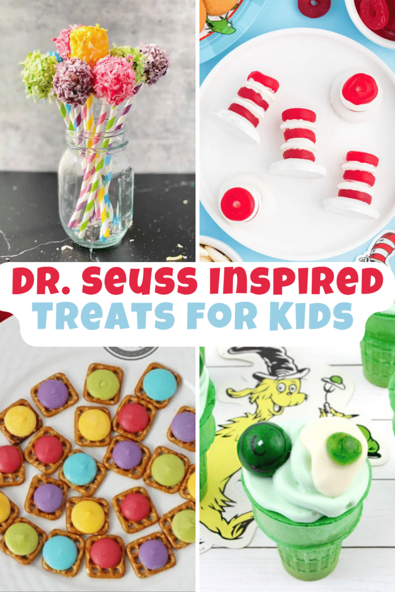 a collage of Dr. Seuss inspired treats