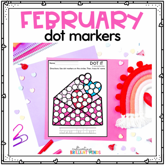 a picture of an envelope with hearts that has dots on it for kids to use bingo daubers on