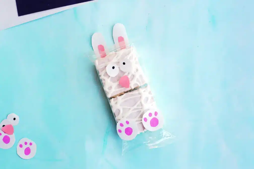 Little Debbie Easter Bunny Cakes - Cultivating Brilliant Minds Little Debbie Easter Bunny Cakes that have construction paper bunny faces, feet, and ears glued onto the wrapper